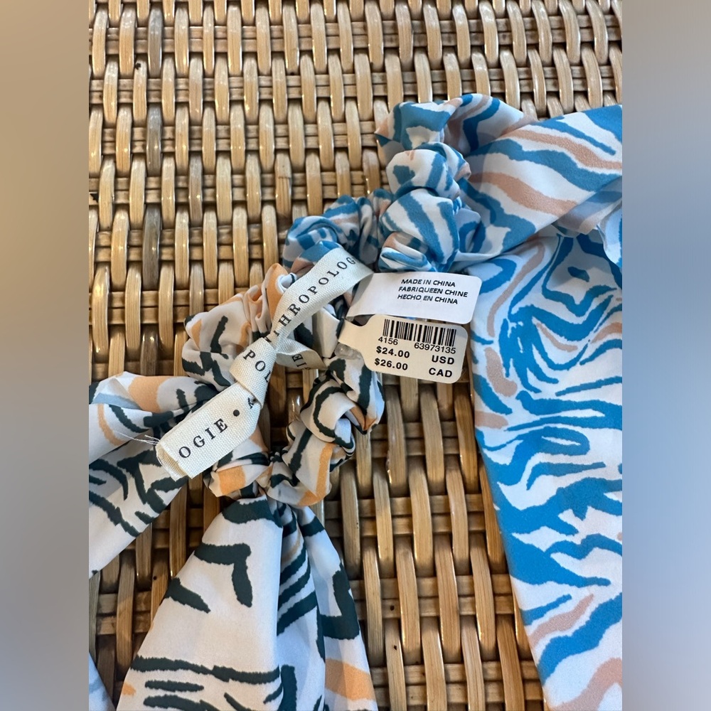 NWT Anthropologie Printed Hair Scarfs Ponytail Holders